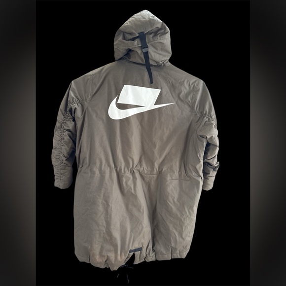 Nike NSW Parka Jacket 3XL Heavyweight Hooded Coat Green Logo Spellout READ DESCR - Picture 1 of 16